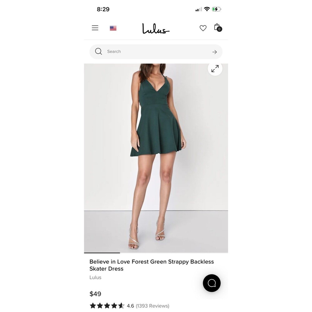 Believe in Love Forest Green Strappy Backless Skater Dress NWT